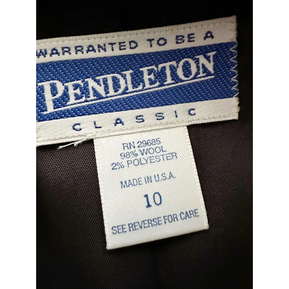 Pendleton Gray Wool Tweed Black Retro Blazer‎ Skirt Suit Women's Size 8/10